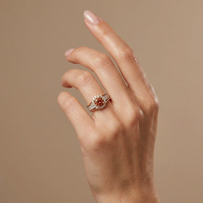 14K 1.52ct Round Private Collection Mandarin Garnet 0.95cttw VS White Diamonds Ring