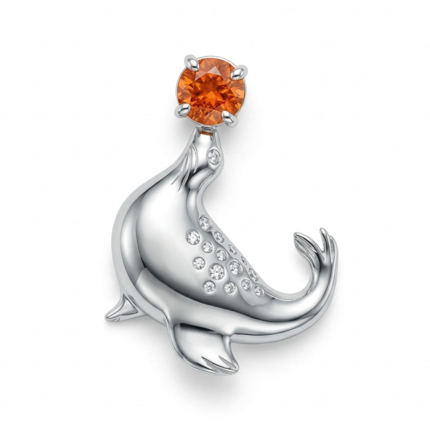 14K 2.31ct Round Private Collection Mandarin Garnet 0.14cttw VS White Diamonds Pendant