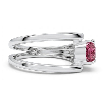 14K gold pear shape Mahenge pink spinel ring with VS white diamonds
