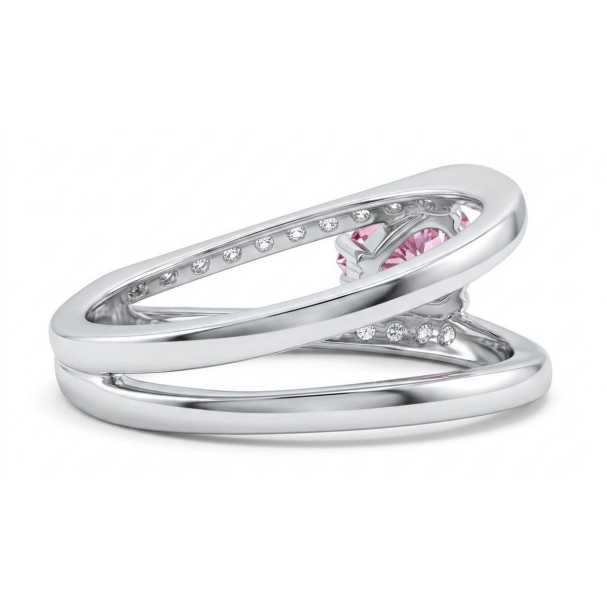 14K gold pear shape Mahenge pink spinel ring with VS white diamonds