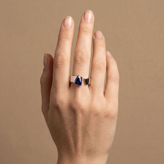 18K 1.48ct Fancy Cut Blue Sapphire Ring