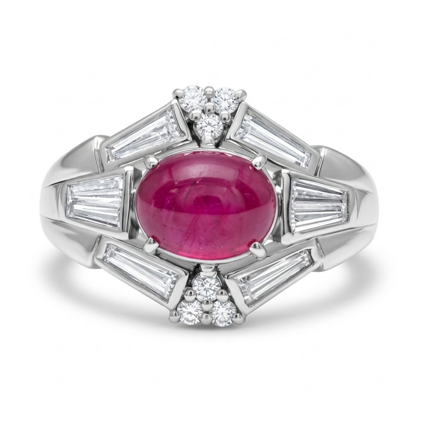 Platinum 1.77ct Oval Star Ruby 0.62cttw White Diamonds Ring