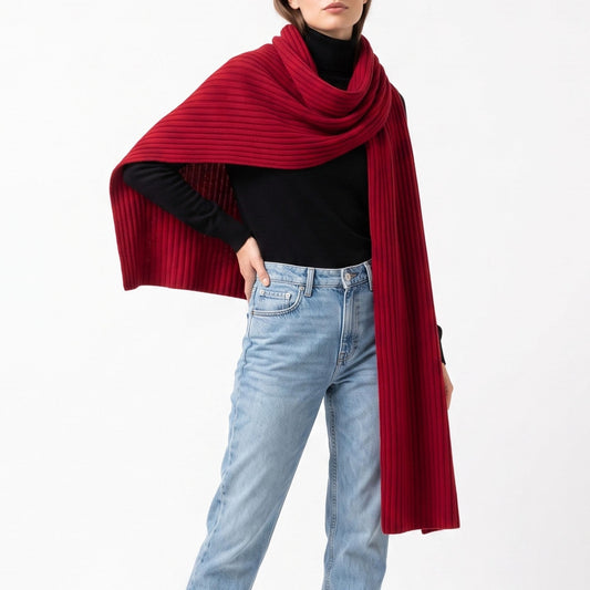 100% Cashmere Ribbed Scarf