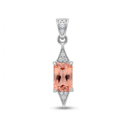 Platinum 0.57ct Radiant Cut Sweet Home Rhodochrosite 0.04cttw VS White Diamonds Pendant
