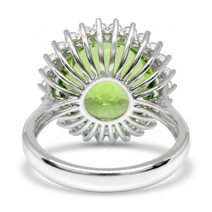 14K 16.57ct Round Green Paraiba 0.90cttw VS White Diamonds Ring