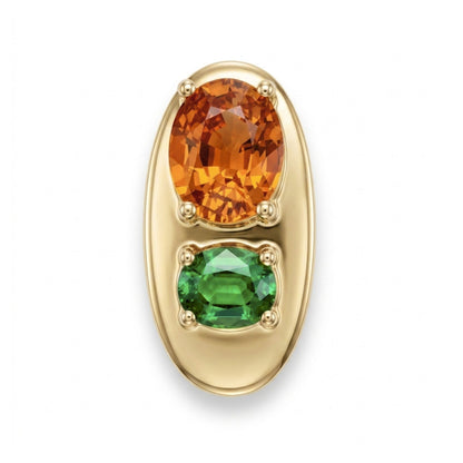 14K 2.24ct Oval Mandarin Garnet 0.66ct Oval Tsavorite Pendant