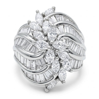 Platinum 3.05cttw Marquise & Baguette White Diamond Ring