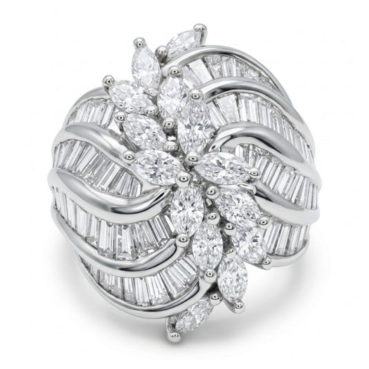 Platinum 3.05cttw Marquise & Baguette White Diamond Ring