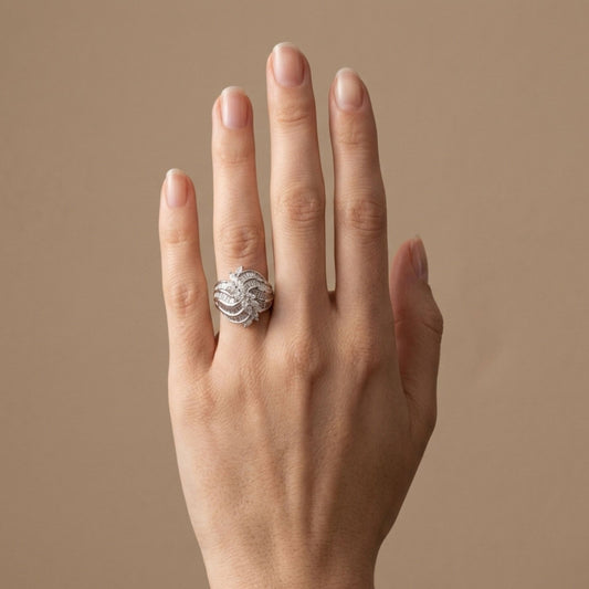 Platinum 3.05cttw Marquise & Baguette White Diamond Ring