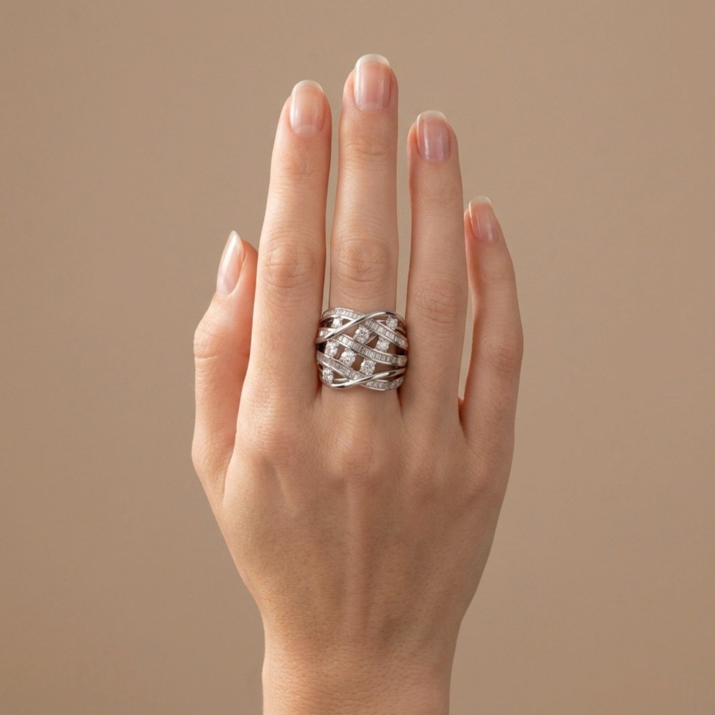 18K 1.65cttw Baguette & Round White Diamond Ring