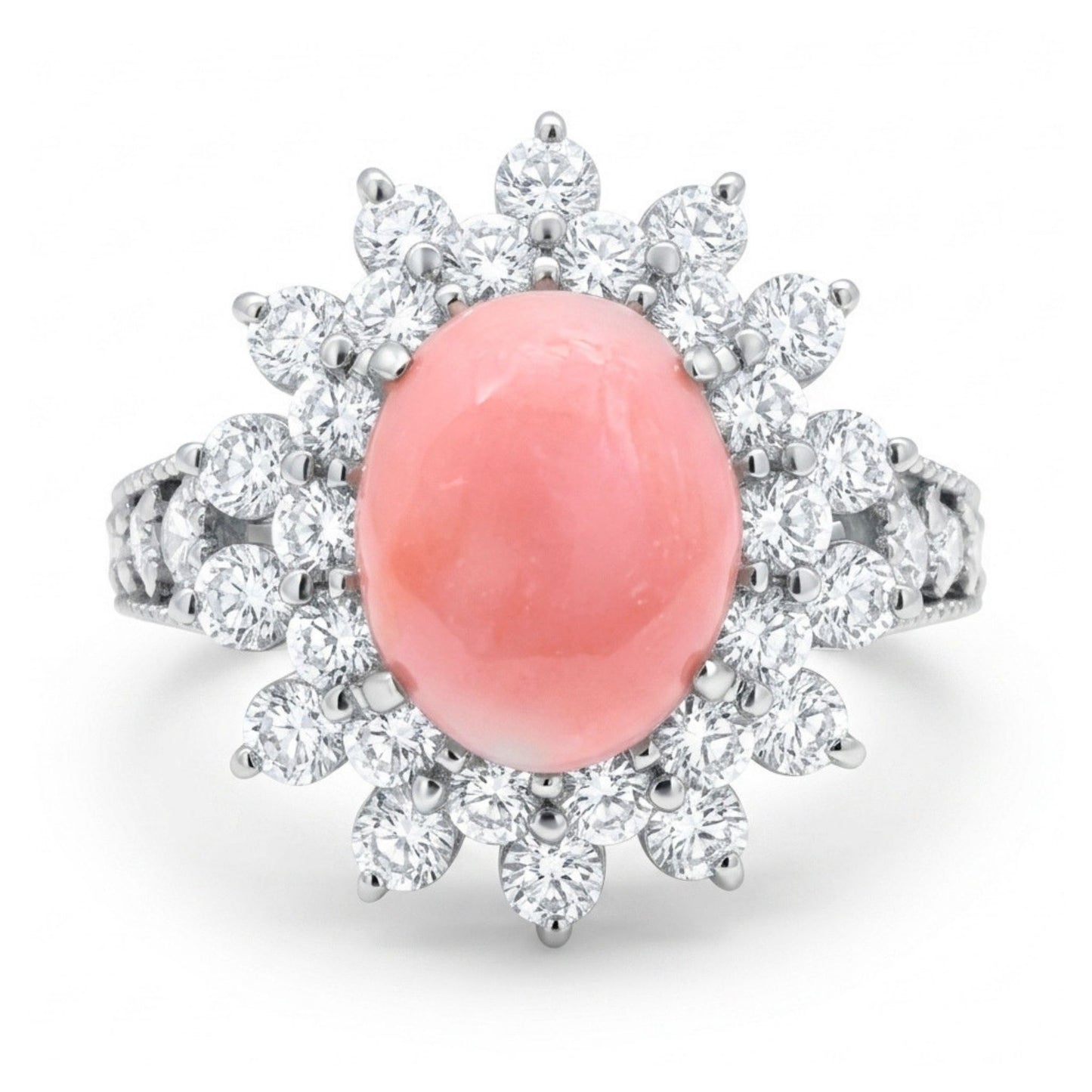 Platinum 2.39ct Oval Conch Pearl 1.13cttw White Diamonds Ring
