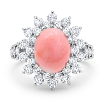 Platinum 2.39ct Oval Conch Pearl 1.13cttw White Diamonds Ring