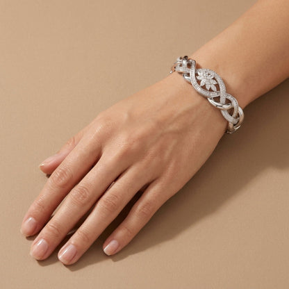 18K 7.42cttw Baguette, Round, and Marquise White Diamond Bracelet