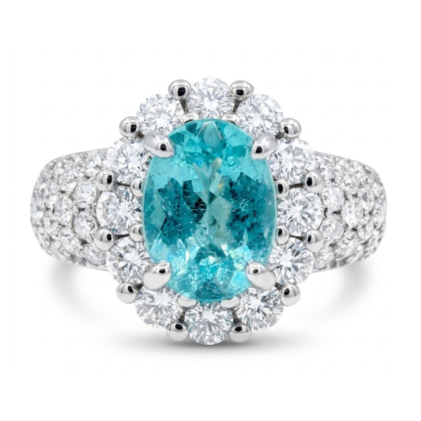 14K 1.13ct Oval Private Collection Paraiba 1.01cttw VS White Diamonds Ring