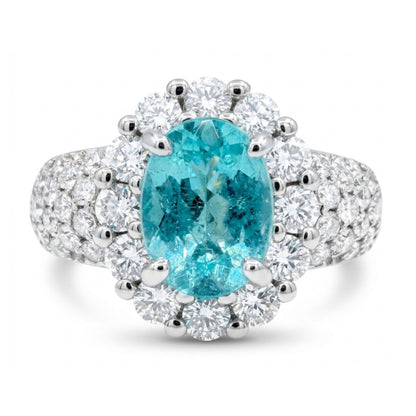 14K 1.13ct Oval Private Collection Paraiba 1.01cttw VS White Diamonds Ring