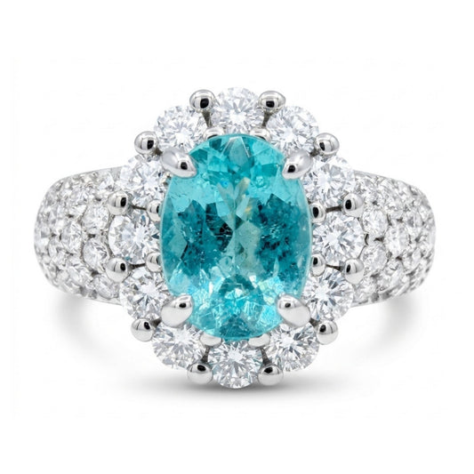 14K 1.13ct Oval Private Collection Paraiba 1.01cttw VS White Diamonds Ring