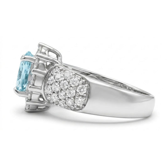 14K 1.13ct Oval Private Collection Paraiba 1.01cttw VS White Diamonds Ring