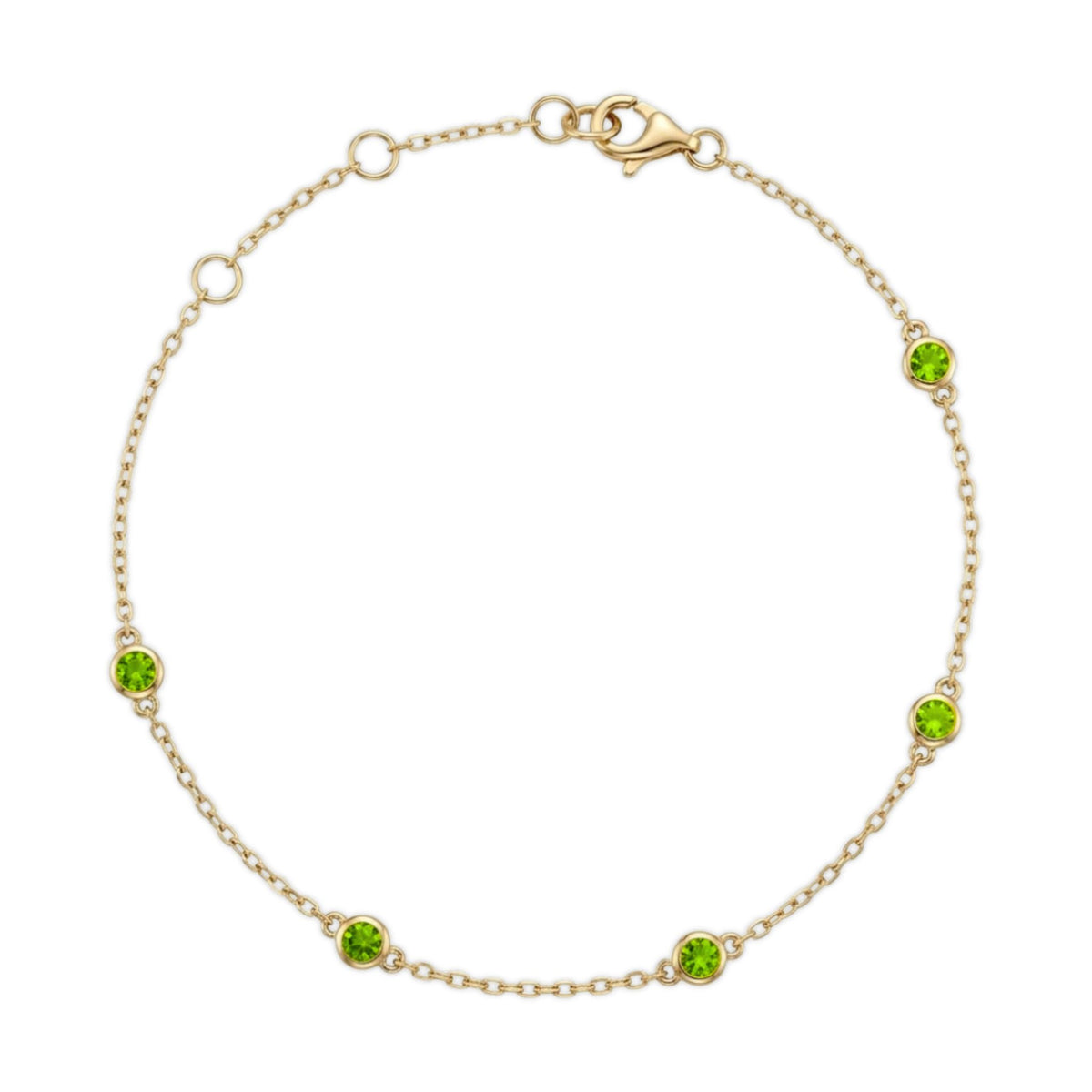 14K 0.38cttw Round Russian Demantoid Station Bracelet