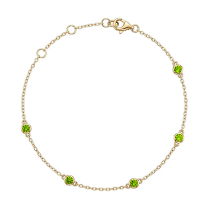14K 0.38cttw Round Russian Demantoid Station Bracelet