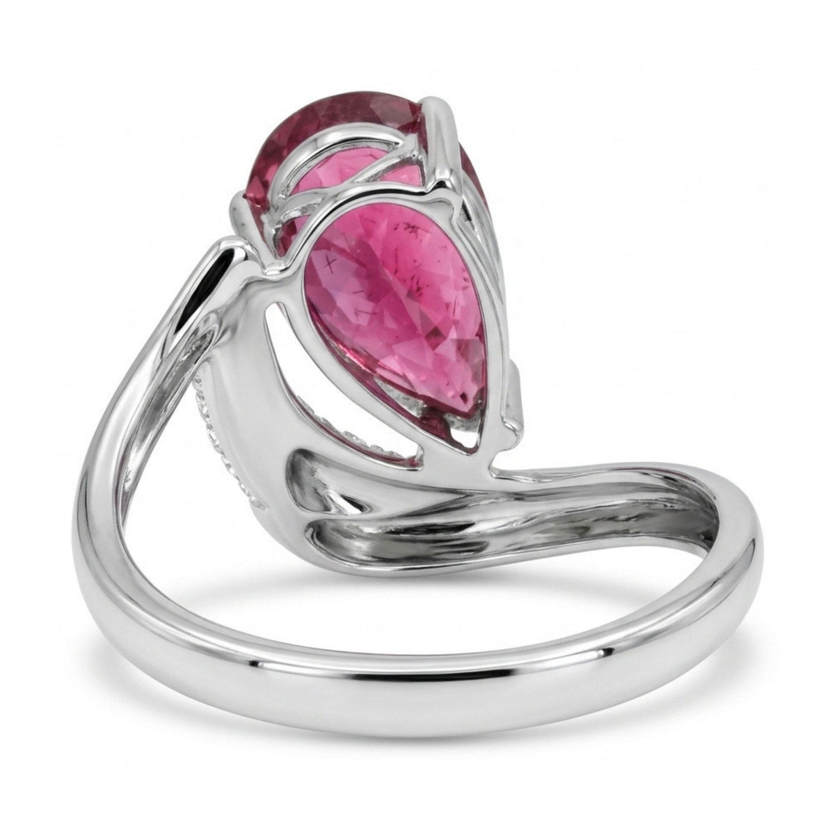 14K gold 5.01ct pear shape copper bearing tourmaline ring with VS white diamonds