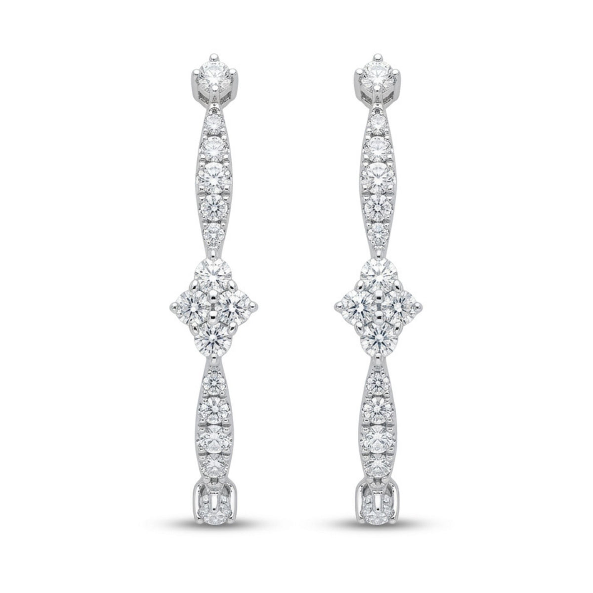 14K round white diamond hoop earrings 0.44cttw