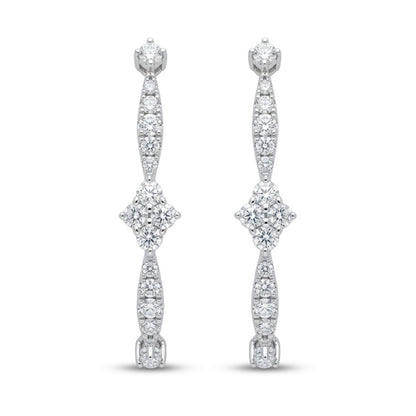 14K round white diamond hoop earrings 0.44cttw