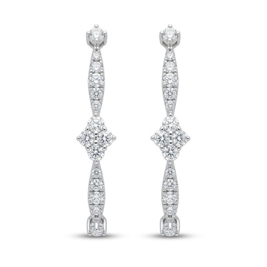 14K 0.44cttw Round White Diamond Hoop Earrings