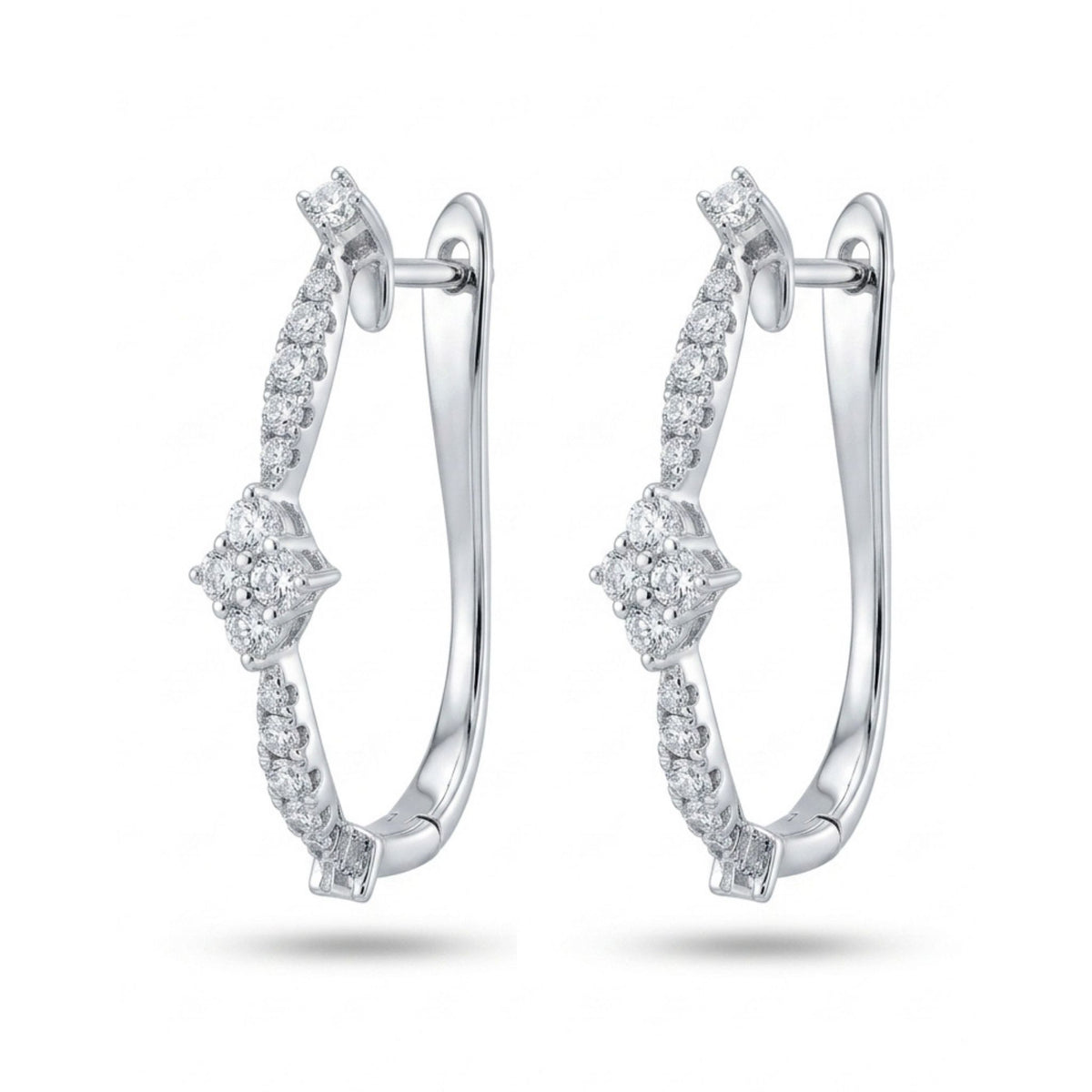 14K gold 0.44cttw round white diamond hoop earrings