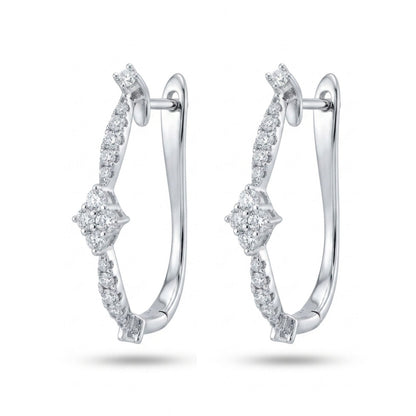 14K gold 0.44cttw round white diamond hoop earrings