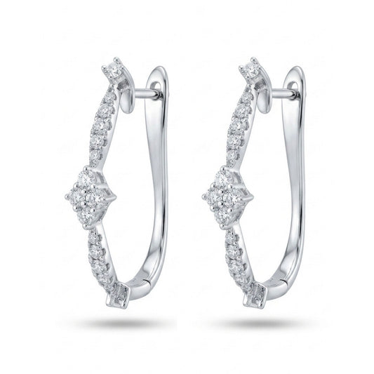 14K 0.44cttw Round White Diamond Hoop Earrings