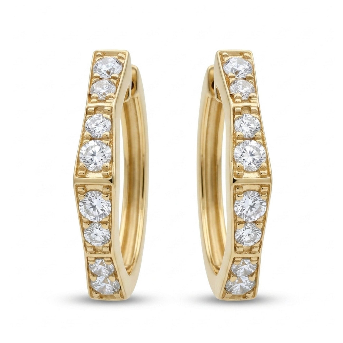 14K 0.34cttw Round White Diamond Hoop Earrings