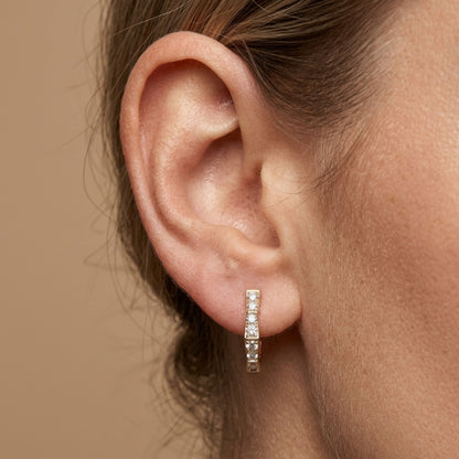 14K 0.34cttw Round White Diamond Hoop Earrings