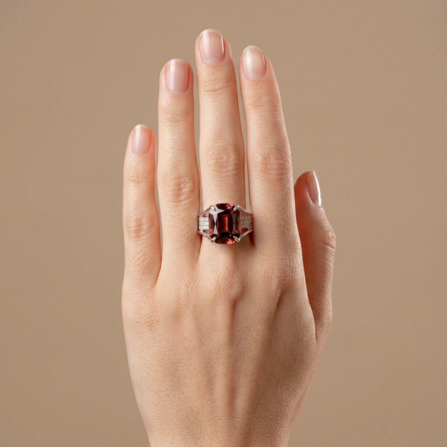 14K 13.54ct Cushion Private Collection Pink Zircon 0.76cttw VS White Diamonds Ring