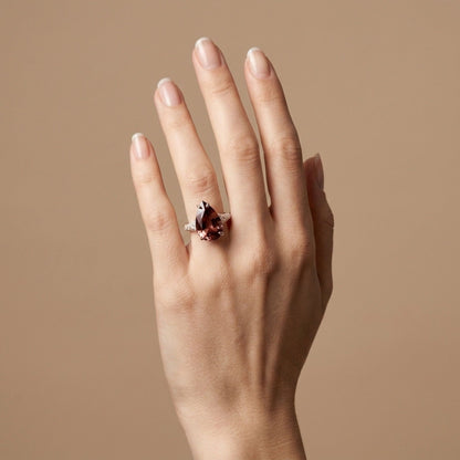 14K 11.17ct Pear Shape Pink Zircon 1.07cttw VS White Diamonds Ring