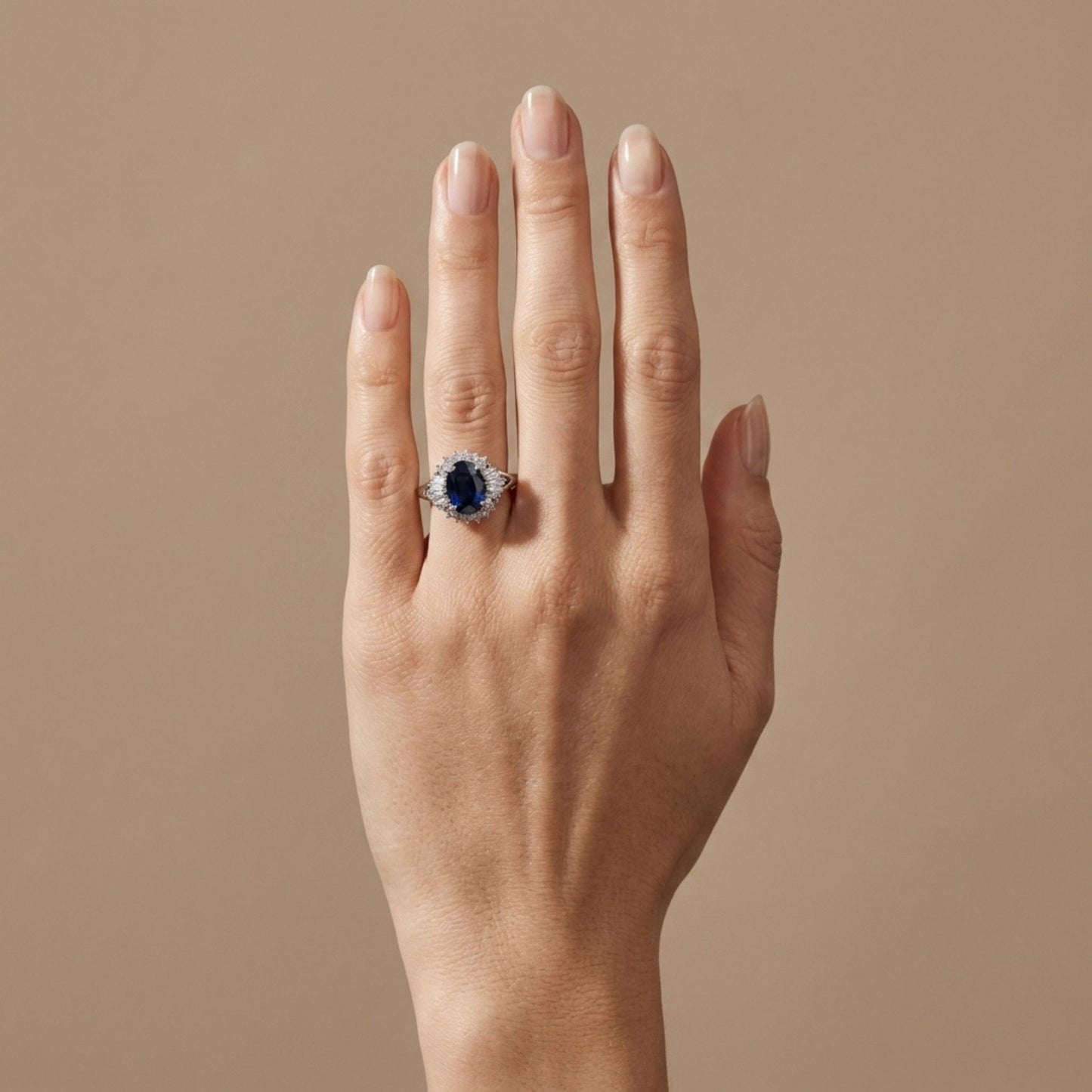 Platinum 2.43ct Oval Blue Sapphire 0.45cttw White Diamonds Ring
