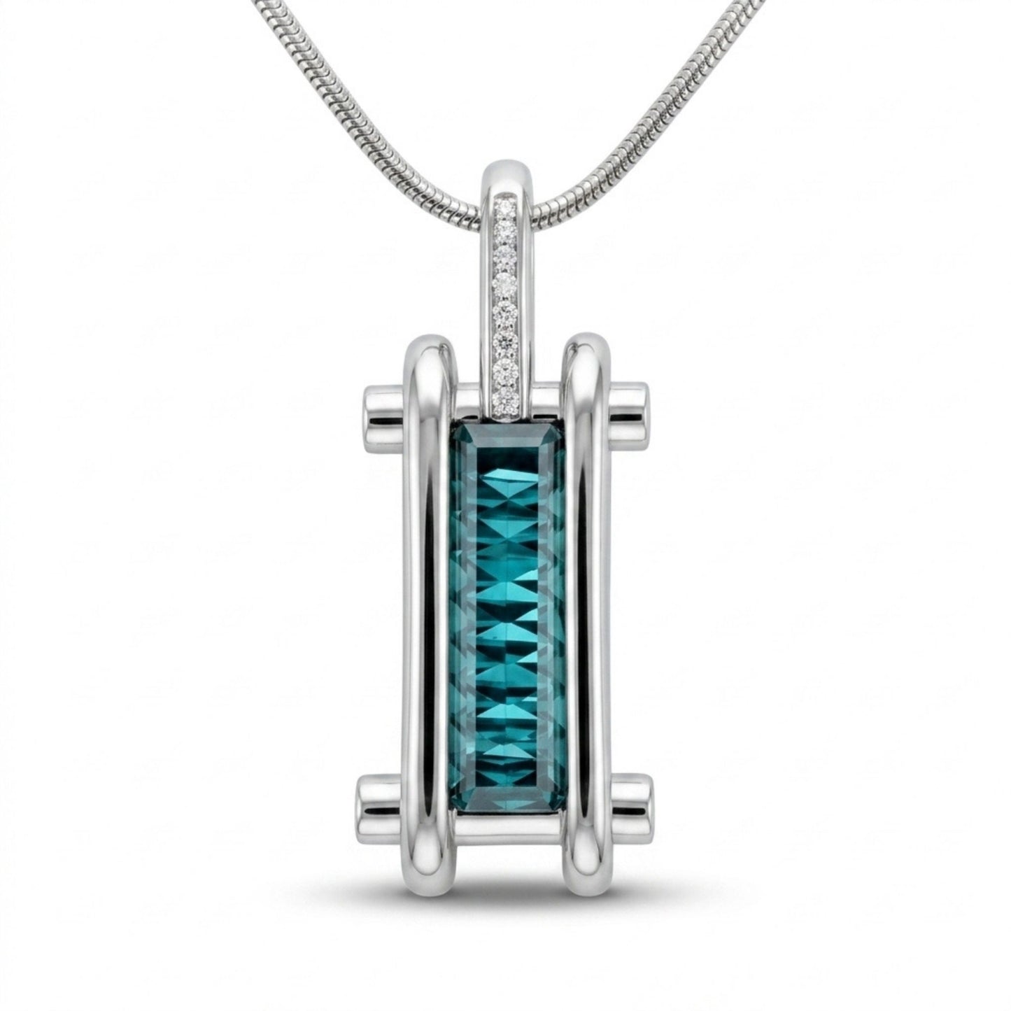 18K 3.26ct Fancy Cut Indicolite 0.08cttw White Diamonds Necklace