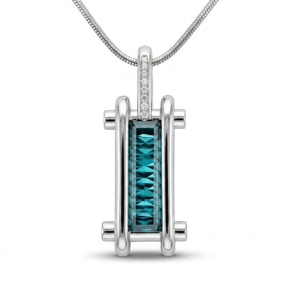 18K 3.26ct Fancy Cut Indicolite 0.08cttw White Diamonds Necklace