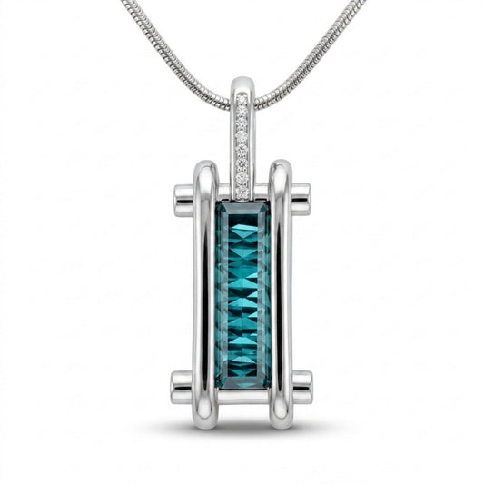 18K 3.26ct Fancy Cut Indicolite 0.08cttw White Diamonds Necklace