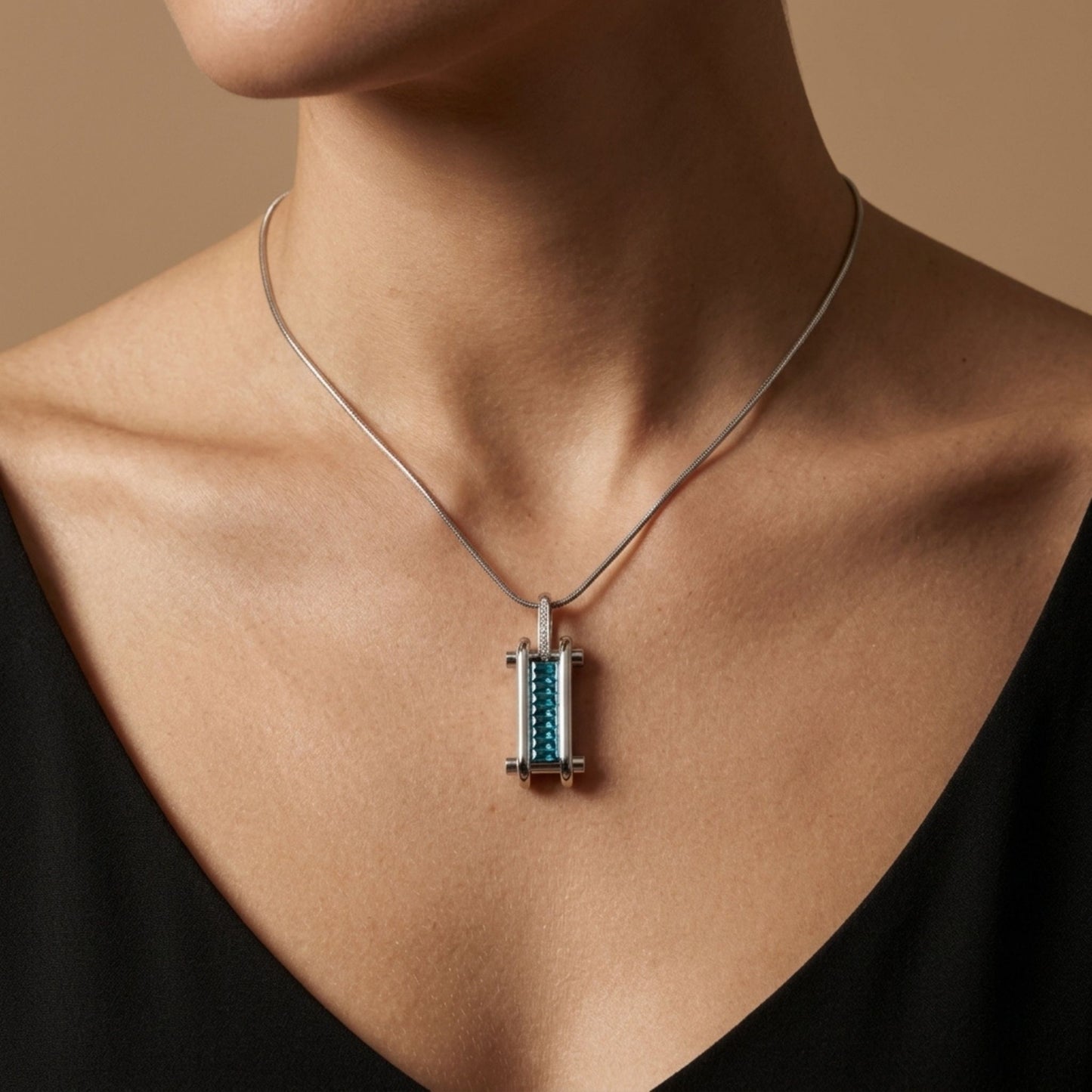 18K 3.26ct Fancy Cut Indicolite 0.08cttw White Diamonds Necklace