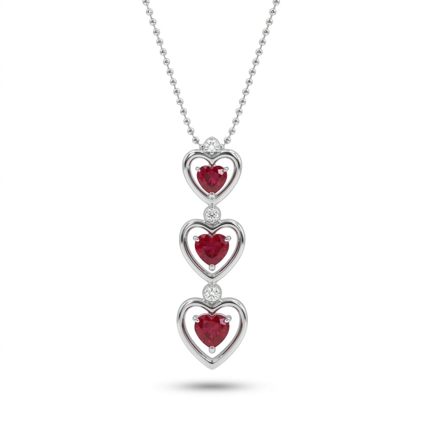 18K 1.25cttw Heart Shape Burma Ruby 0.02cttw White Diamonds Necklace
