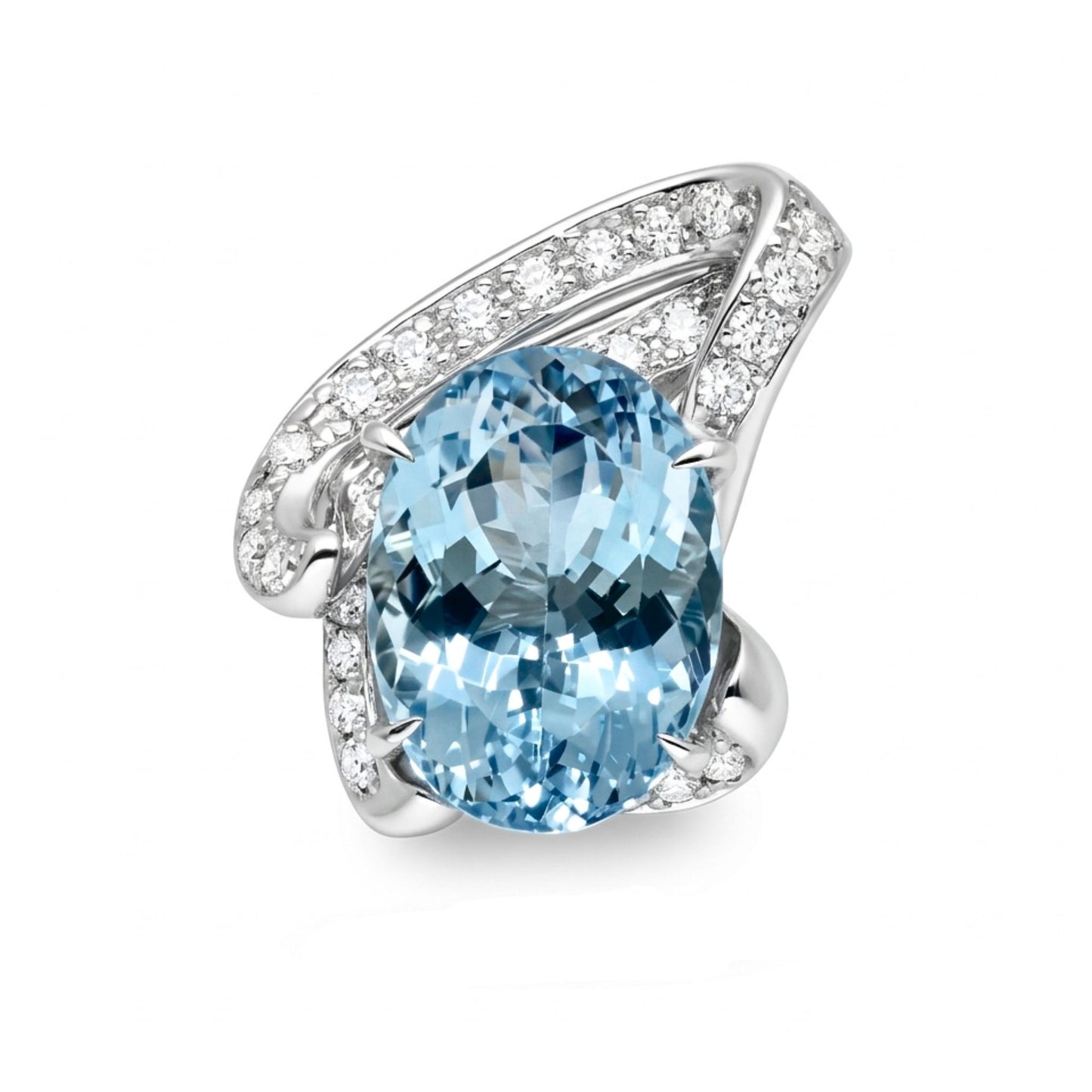 18K 6.26ct Oval Aquamarine 0.70cttw White Diamonds Pendant