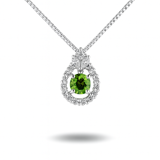 Platinum 0.46ct Round Russian Demantoid 0.26cttw White Diamonds Necklace