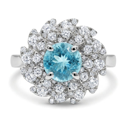 14K 0.86ct Round Paraiba 0.80cttw VS White Diamonds Ring