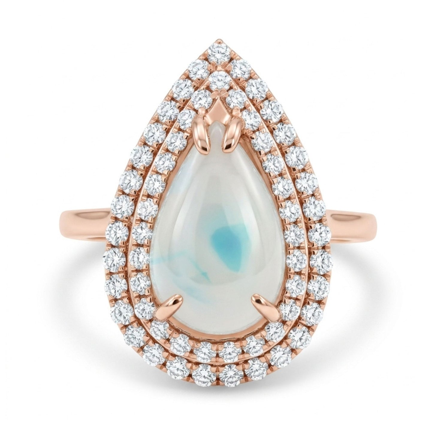 14K 1.73ct Pear Shape Brazilian Paraiba in Quartz 0.53cttw VS White Diamonds Ring