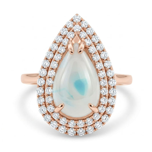 14K 1.73ct Pear Shape Brazilian Paraiba in Quartz 0.53cttw VS White Diamonds Ring