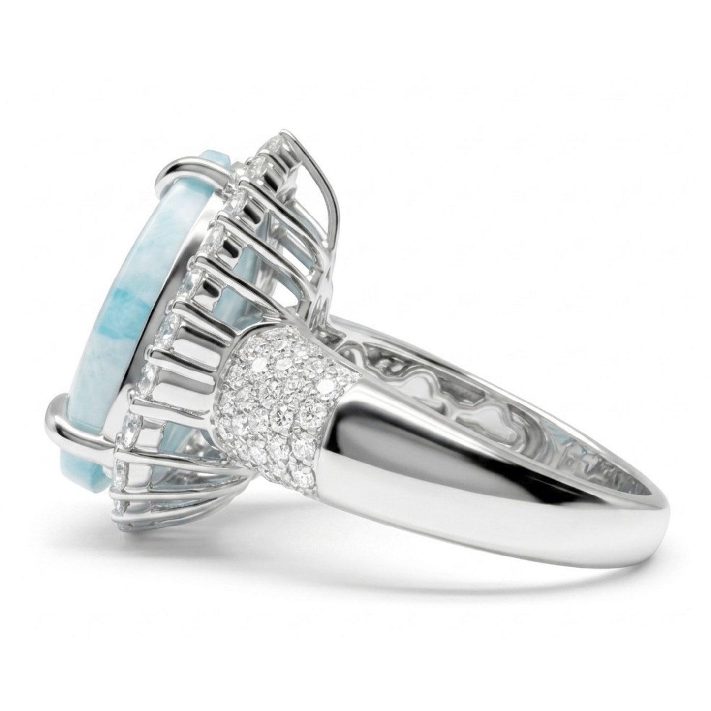 14K 5.91ct Pear Shape Brazilian Paraiba in Quartz 1.11cttw VS White Diamonds Ring