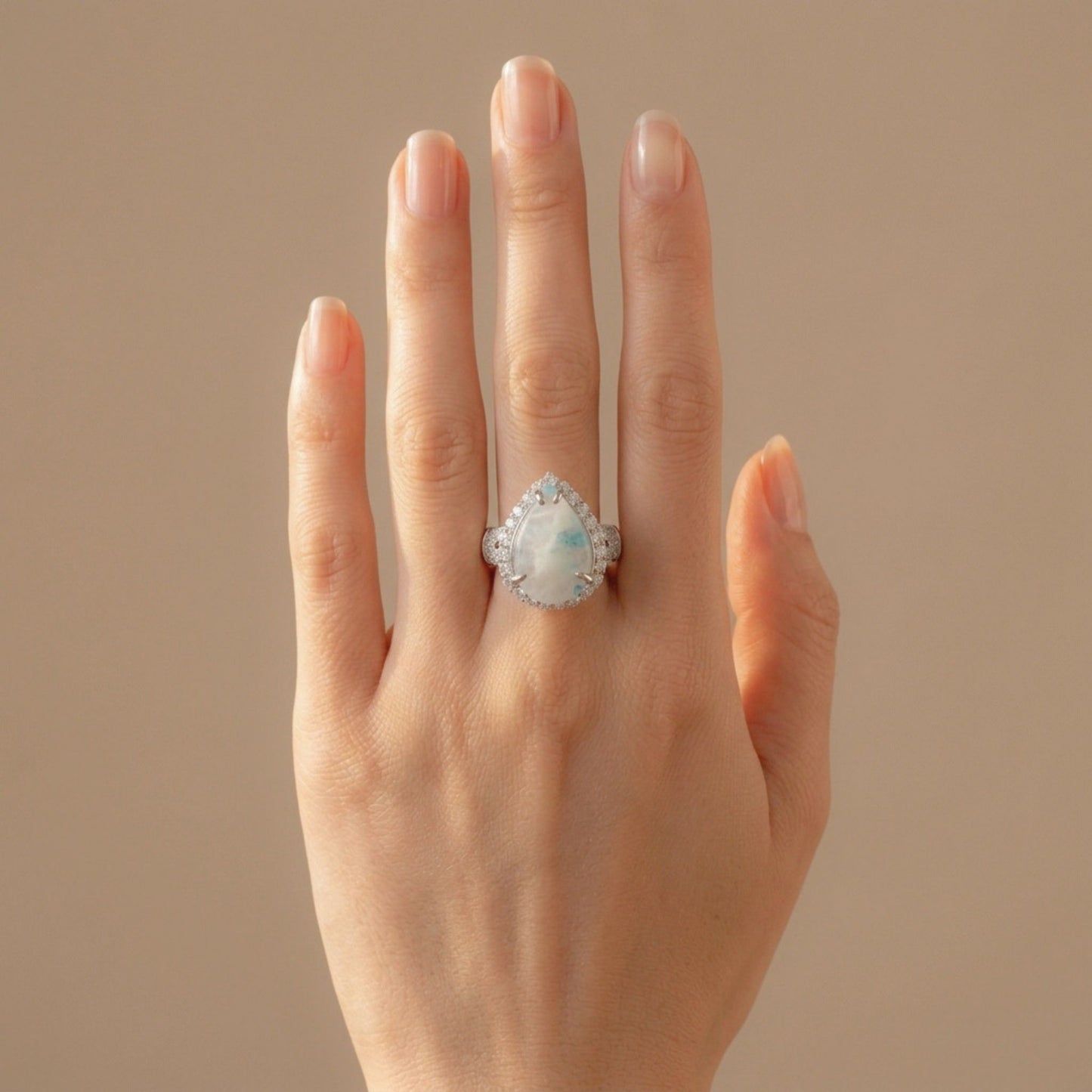 14K 5.91ct Pear Shape Brazilian Paraiba in Quartz 1.11cttw VS White Diamonds Ring