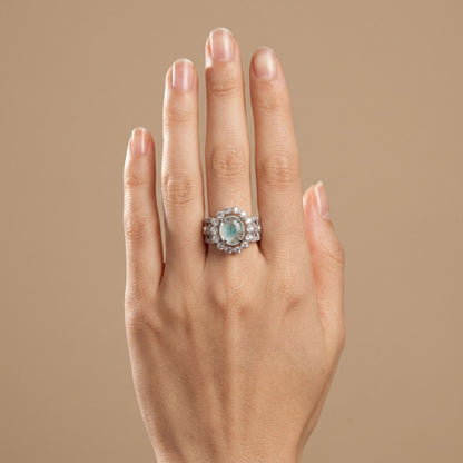 14K 1.88ct Oval Brazilian Paraiba in Quartz 1.09cttw VS White Diamonds Ring