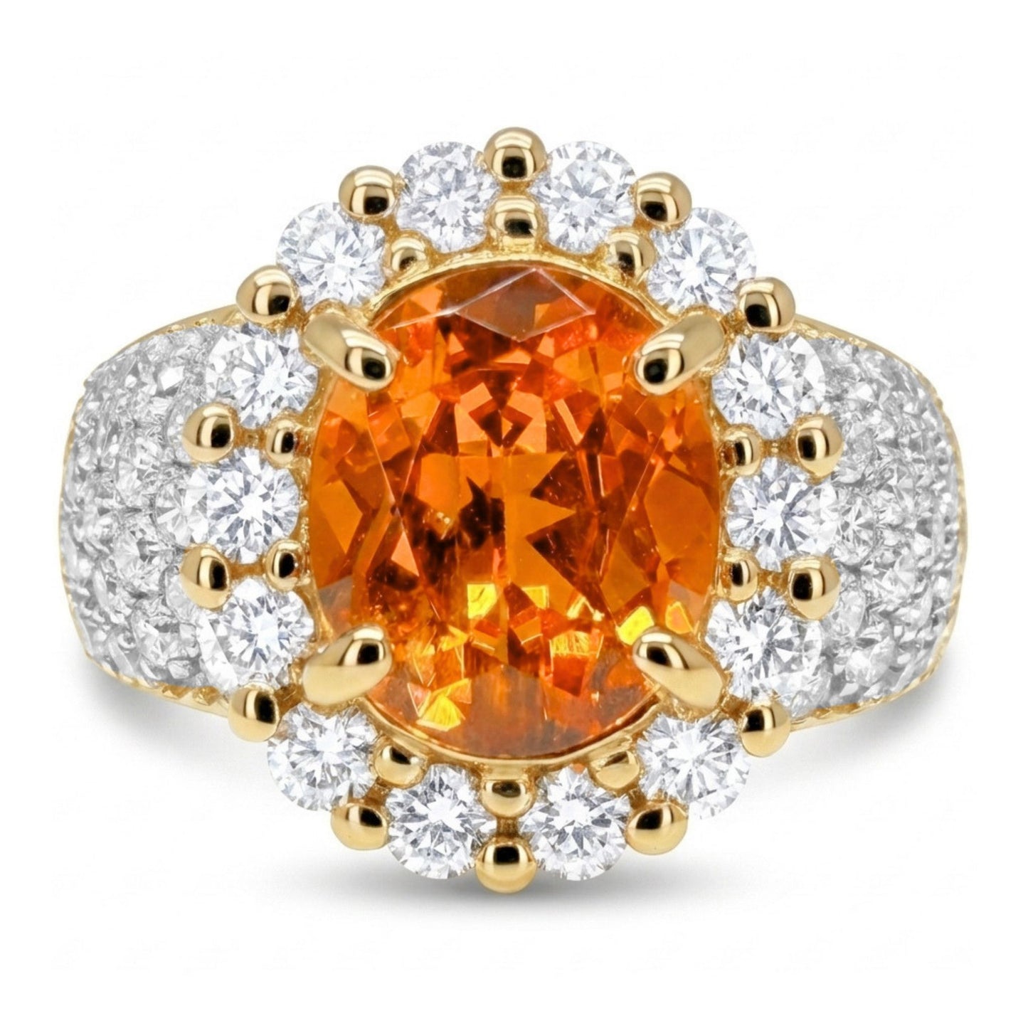 14K 2.20ct Oval Private Collection Mandarin Garnet 1.28cttw VS White Diamonds Ring