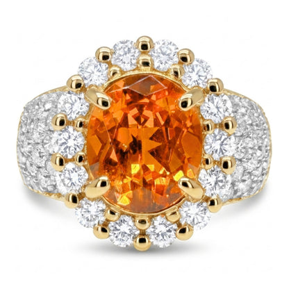 14K 2.20ct Oval Private Collection Mandarin Garnet 1.28cttw VS White Diamonds Ring